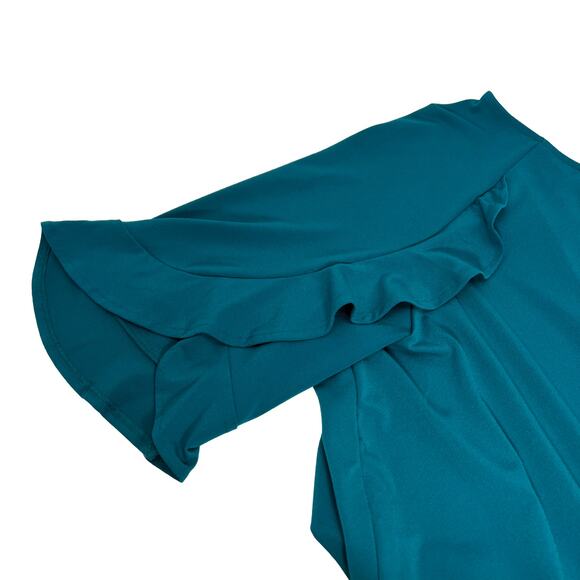 Worthington Polyester Spandex Turquoise Short Sleeve Pull-On Shirt Women 2X - Picture 3 of 7
